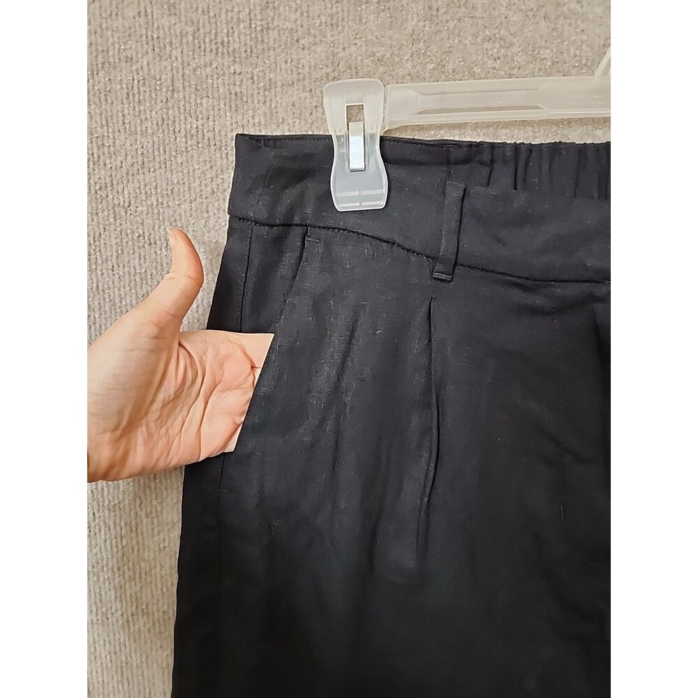 Old Navy Taylor Wide Leg Trouser Pants Women L Black Linen Blend Pleated NEW - Picture 3 of 9